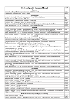 Book on Specific Groups of Fungi Code General Ainsworth & Bisby’S Dictionary of the Fungi