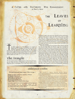The Leaves of Learning Are Also Famed for the Index of Danali, the Inspired Creation of the Temple’S High Cleric