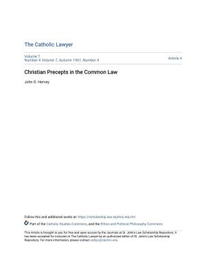Christian Precepts in the Common Law