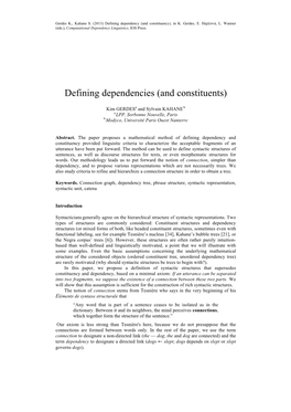 Defining Dependencies (And Constituents)