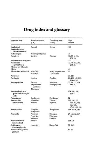 Drug Index and Glossary