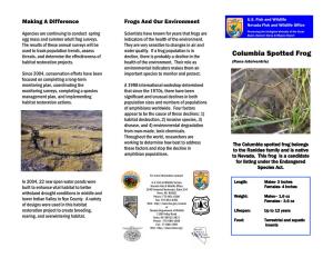 Columbia Spotted Frog Habitat Restoration Projects