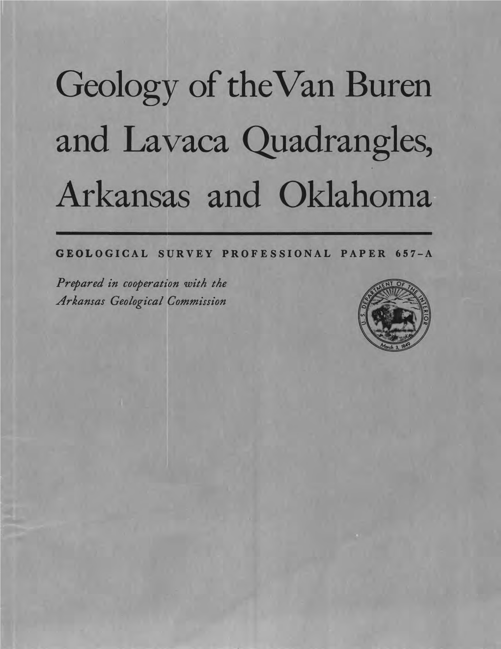 Geology of the Van Buren and Lavaca Quadrangles, Arkansas and Oklahoma