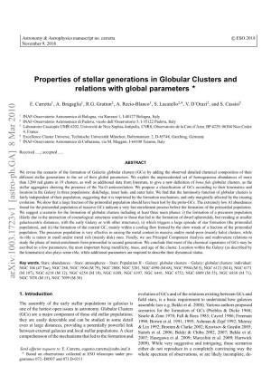 Properties of Stellar Generations in Globular Clusters and Relations With