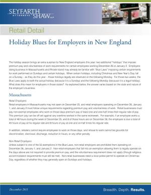 Retail Detail Holiday Blues for Employers in New England