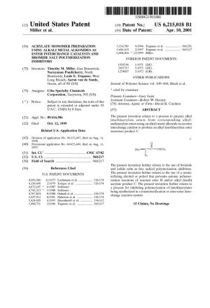 (12) United States Patent (10) Patent No.: US 6,215,018 B1 Miller Et Al