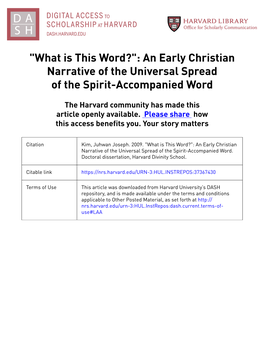 An Early Christian Narrative of the Universal Spread of the Spirit-Accompanied Word