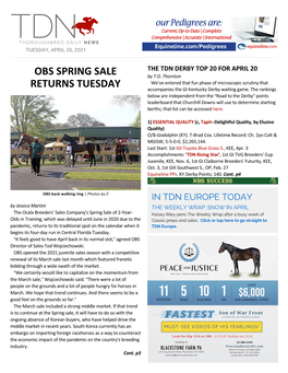 Obs Spring Sale Returns Tuesday