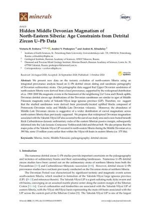 Hidden Middle Devonian Magmatism of North-Eastern Siberia: Age Constraints from Detrital Zircon U–Pb Data