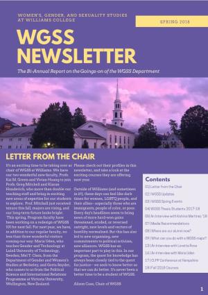 WGSS Spring 2018 Newsletter