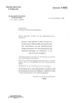 Deutscher Bundestag 5. Wahlperiode Drucksache V/1032 Entwurf Eines