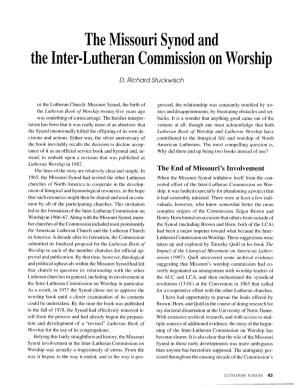 The Inter-Lutheran Commission 0N Worship