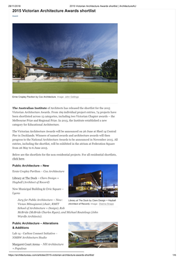 2015 Victorian Architecture Awards Shortlist | Architectureau 2015 Victorian Architecture Awards Shortlist