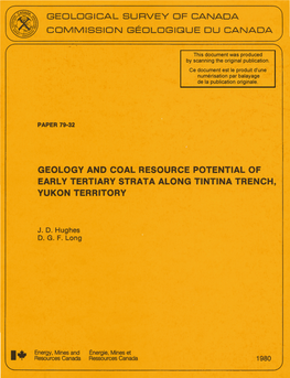 Geology and Coal Resource Potential of Early Tertiary Strata Along Tintina Trench, Yukon Territory