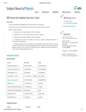 2011-2012 SBP Courses 13-14