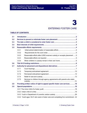 Section 3 Entering Foster Care