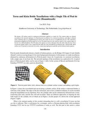 Torus and Klein Bottle Tessellations with a Single Tile of Pied De Poule (Houndstooth)