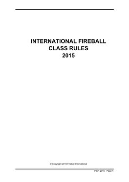 International Fireball Class Rules 2015