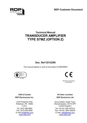 Transducer Amplifier Type S7mz (Option Z)