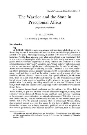 The Warrior and the State in Precolonial Africa Comparative Perspectives