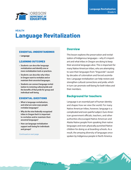 Language Revitalization Grade 4
