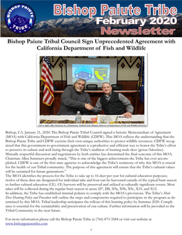 Bishop Paiute Tribal Council Sign Unprecedented Agreement with California Department of Fish and Wildlife