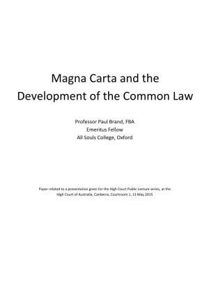 Magna Carta and the Development of the Common Law
