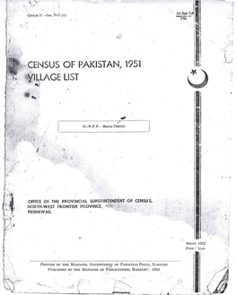 Census of Pakistan 1951 Village List