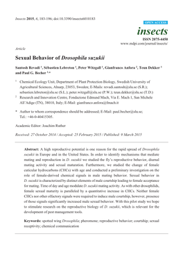 Sexual Behavior of Drosophila Suzukii