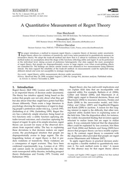 A Quantitative Measurement of Regret Theory