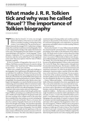 The Importance of Tolkien Biography Colin Duriez