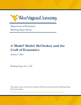 Model: Mccloskey and the Craft of Economics