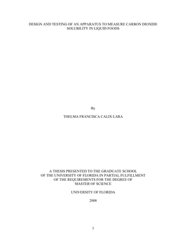 Design and Testing of an Apparatus to Measure Carbon Dioxide Solubility in Liquid Foods