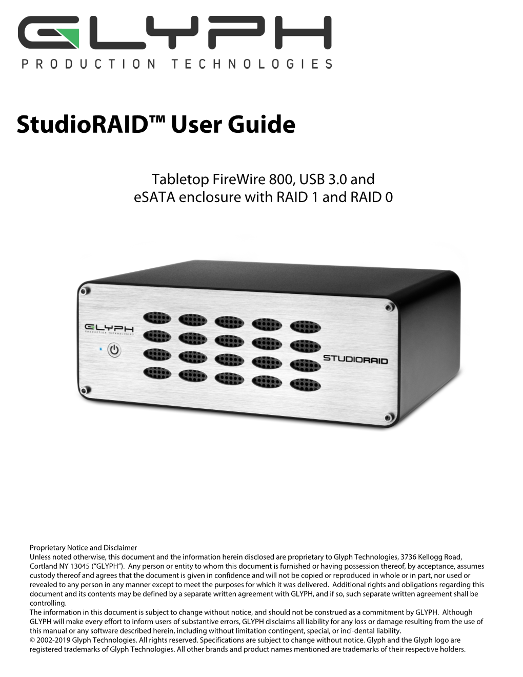 Studioraid™ User Guide