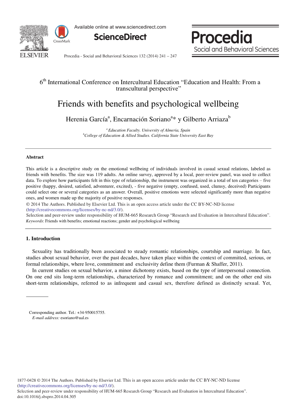 Friends with Benefits and Psychological Wellbeing