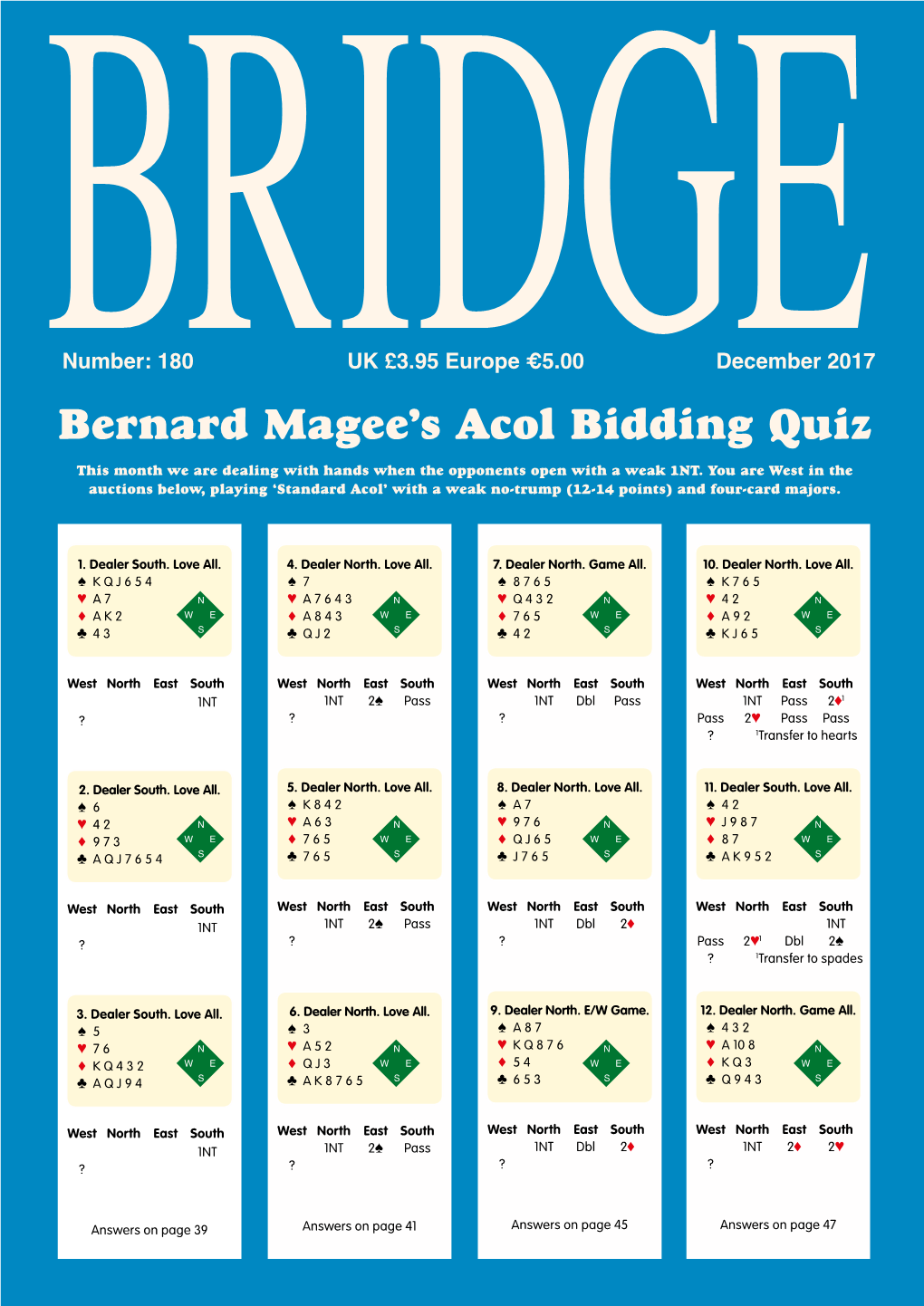 Bernard Magee's Acol Bidding Quiz