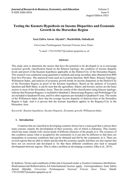 Testing the Kuznets Hypothesis on Income Disparities and Economic Growth in the Horseshoe Region