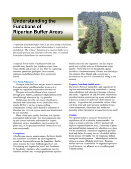 Understanding the Functions of Riparian Buffer Areas