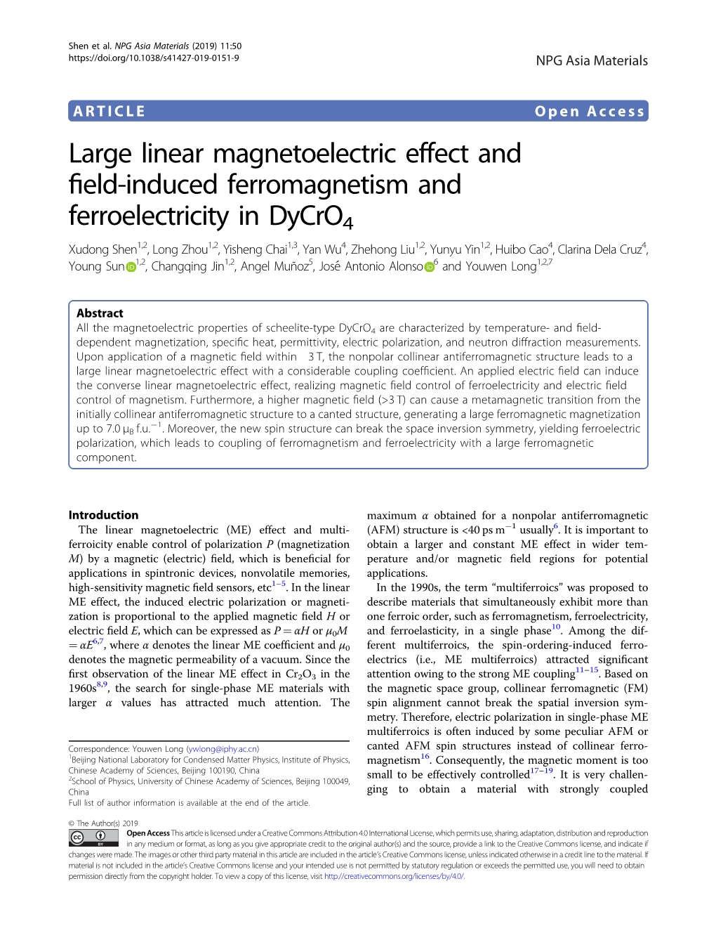 Large Linear Magnetoelectric Effect and Field-Induced Ferromagnetism