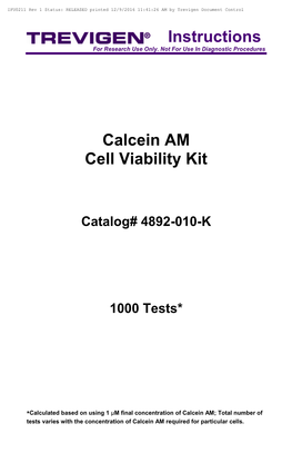 Instructions Calcein AM Cell Viability