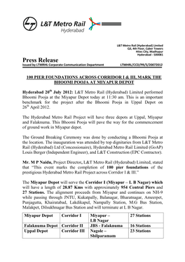 Press Release Issued by LTMRHL Corporate Communication Department LTMHRL/CCD/PR/5/20072012