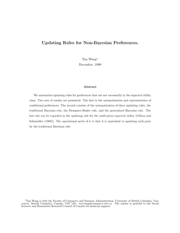 Updating Rules for Non-Bayesian Preferences