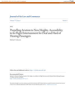Accessibility to In-Flight Entertainment for Deaf and Hard of Hearing Passengers Michael A