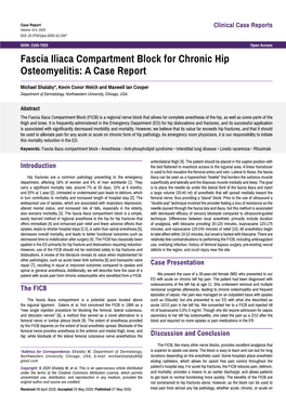 Fascia Iliaca Compartment Block for Chronic Hip Osteomyelitis: a Case Report