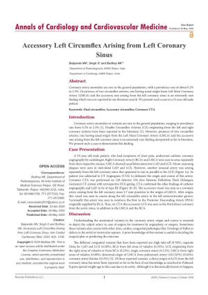 Accessory Left Circumflex Arising from Left Coronary Sinus