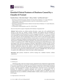 Detailed Clinical Features of Deafness Caused by a Claudin-14 Variant