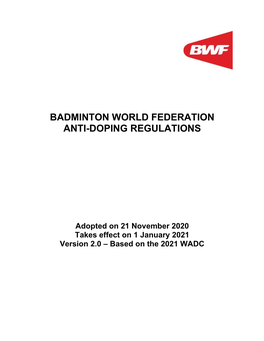 Badminton World Federation Anti-Doping Regulations