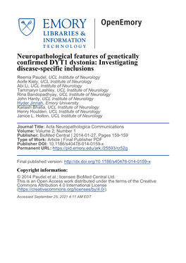 Neuropathological Features of Genetically