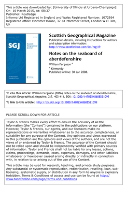 Scottish Geographical Magazine Notes on the Seaboard Of