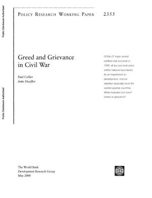 Greed and Grievance in Civil War
